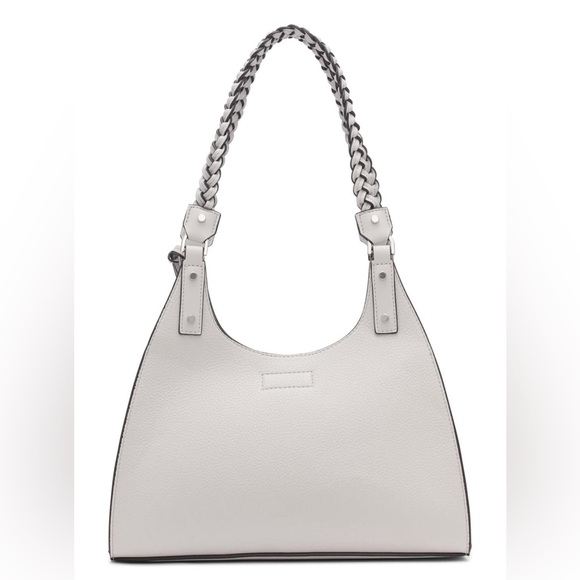 CALVIN KLEIN Shelly Novelty Satchel Women’s Leather Bag Dove Gray AUTHENTIC NEW - Picture 3 of 14